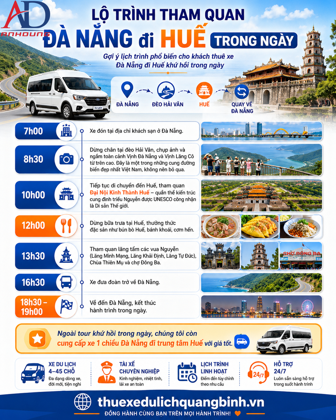 Lộ trình tham quan Đà Nẵng đi Huế trong ngày